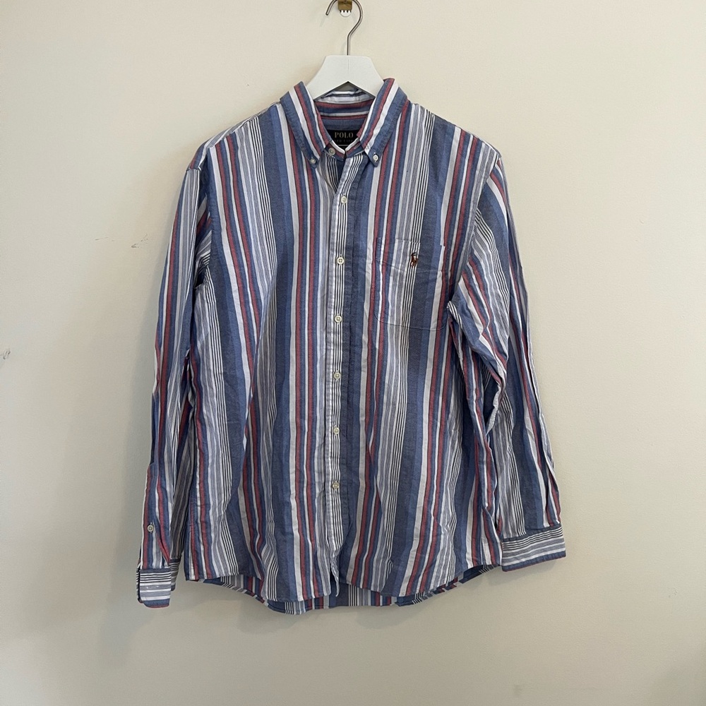 Polo Ralph Lauren Men's Classic Fit Multicolor Striped Button Down Shirt Large